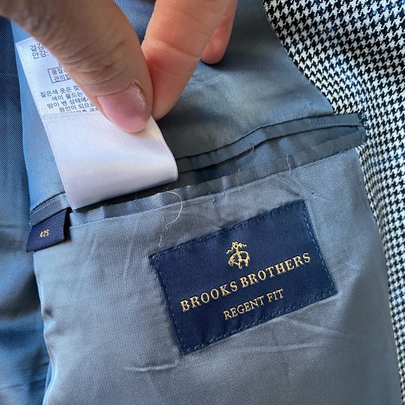 Vintage BROOKS BROTHERS Explorer Regent Fit Blazer Houndstooth Wool Size 42S - Picture 6 of 7